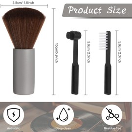 Ziliny 3 Pcs Vinyl Record Cleaning Brush Wooden Anti Static Dust Record Vinyl Cleaner Kit Record Player Accessories Gift for Music Lovers Vinyl Record(Grey)