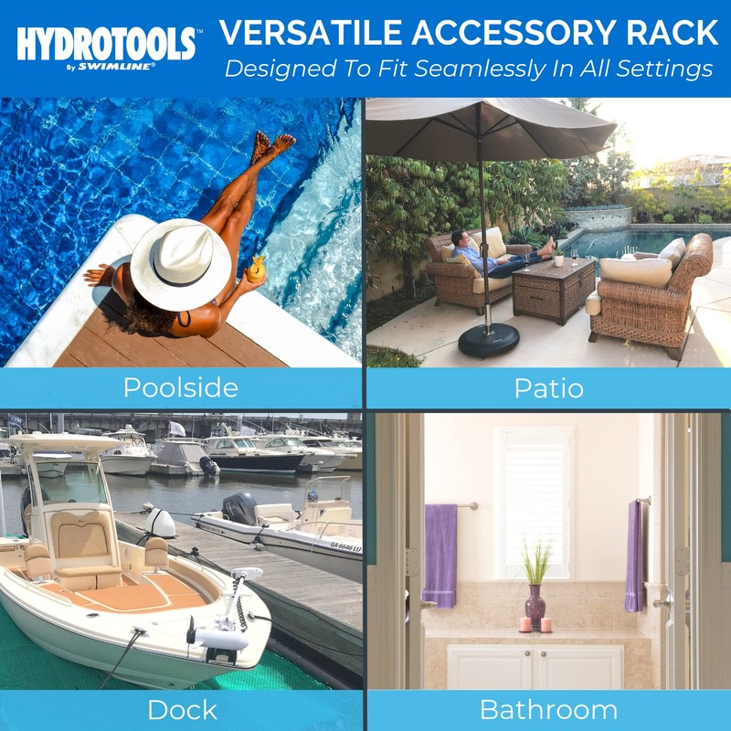 SWIMLINE HYDROTOOLS 89032 Free Standing Poolside Adjustable-Towel Rack With Water
