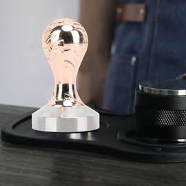 DEWIN 58mm Coffee Tamper Espresso Press, Barista Espresso Hand Tamper 304 Stainless Steel Flat Base Wooden Handle for Coffee Grounds Barista Machines Accessory
