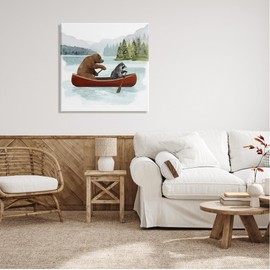 Stupell Industries Raccoon & Bear Canoeing Canvas Wall Art by Victoria Barnes