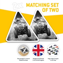 2 x Triangle Stickers 7.5cm - BW - ATV Quad Bike Transport Fun Decals for Laptops,Tablets,Luggage,Scrap Booking,Fridges #41022