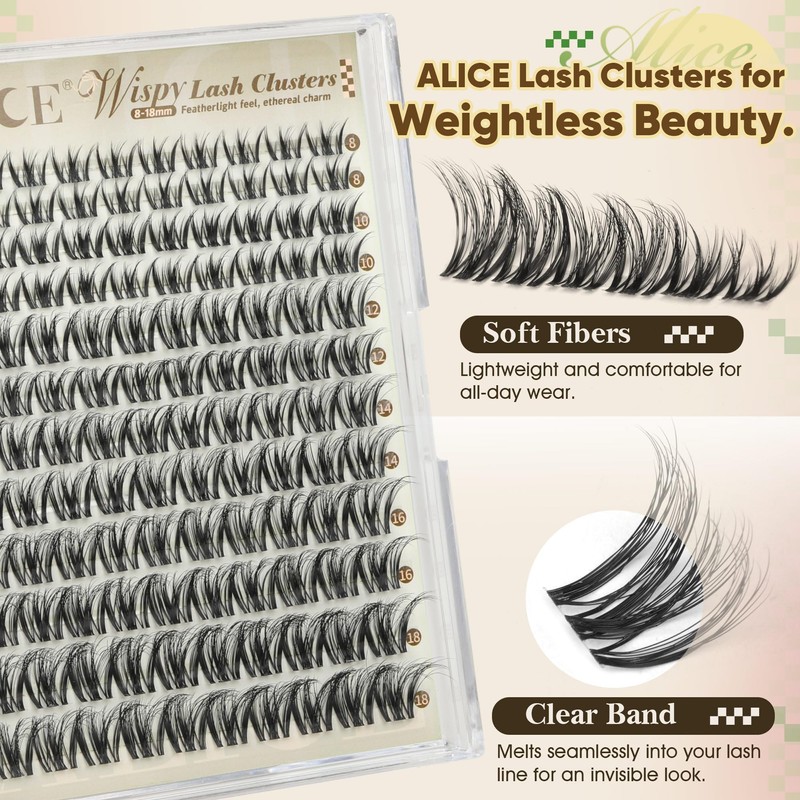 Wispy Lash Clusters CC Curl Natural Eyelash Clusters Clear Band