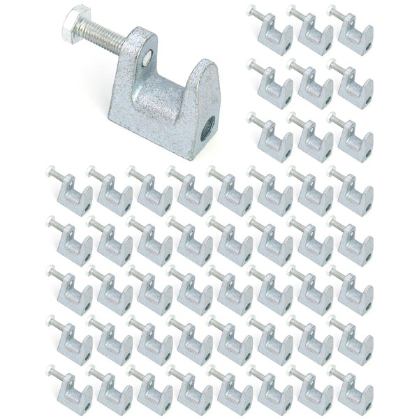 QWORK Beam Clamp, 50 Pcs 3/8" Zinc Plated Iron Safety