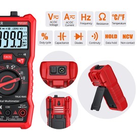 Proster Digital Multimeter 6000 Counts TRMS Auto Range NCV Detector DC AC Voltage Current Meter Temperature Capacitance Resistance Diode Continuity Tester