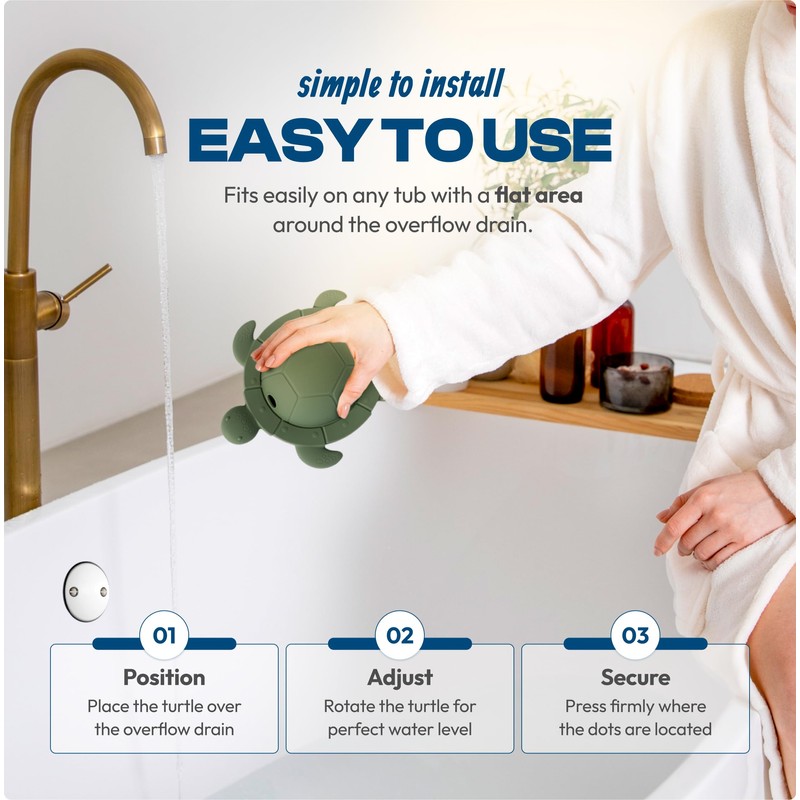 Turtle Bathtub Overflow Drain Cover – Universal Fit Tub Overflow