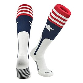 Mk Socks PREMIUM Knit Baseball Softball USA Star Stirrup Knee high Socks (L)