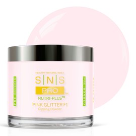 SNS Nail Dip Powder, Gelous Color Dipping Powder - Pink Glitter F1 (Natural/Nudes, Glitter), PWPGF104 - Long-Lasting Acrylic Nail Color & Polish Lasts 14 Days - Odor-Free & No UV Lamp - 4 Oz