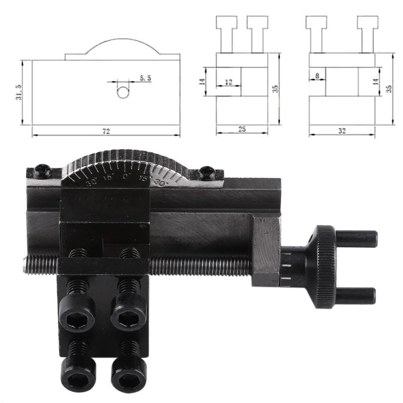30 Degree Rotatable Mini Lathe Tool Holder Accessory, Tungsten Steel,