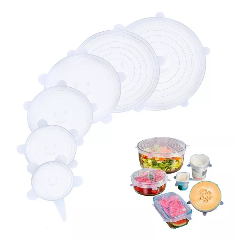 As Seen On Tv 6 Tapas Silicon Ajustable Reutilizables Antiderrame