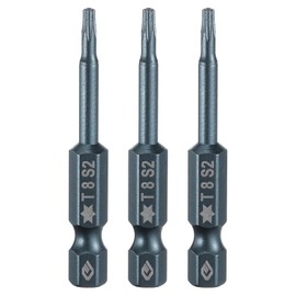HARFINGTON 3pcs T8 Torx Screwdriver Bit 1/4" Hex Shank 2" Long S2 Steel Magnetic 6 Point Screw Driver Bits Industrial Grade Tamper Proof Star Drill Bits with Hole Torx Head