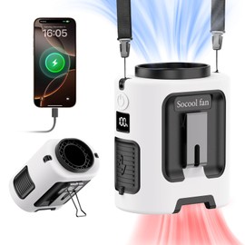 Socool Portable Waist Fan Clip on Wearable Belt Personal Fan 5000mAh Rechargeable Battery Operated, 4 Speeds & 13000RPM, Neck Fan Hands-Free, 25H Cooling Fans For Outdoor Travel Camping