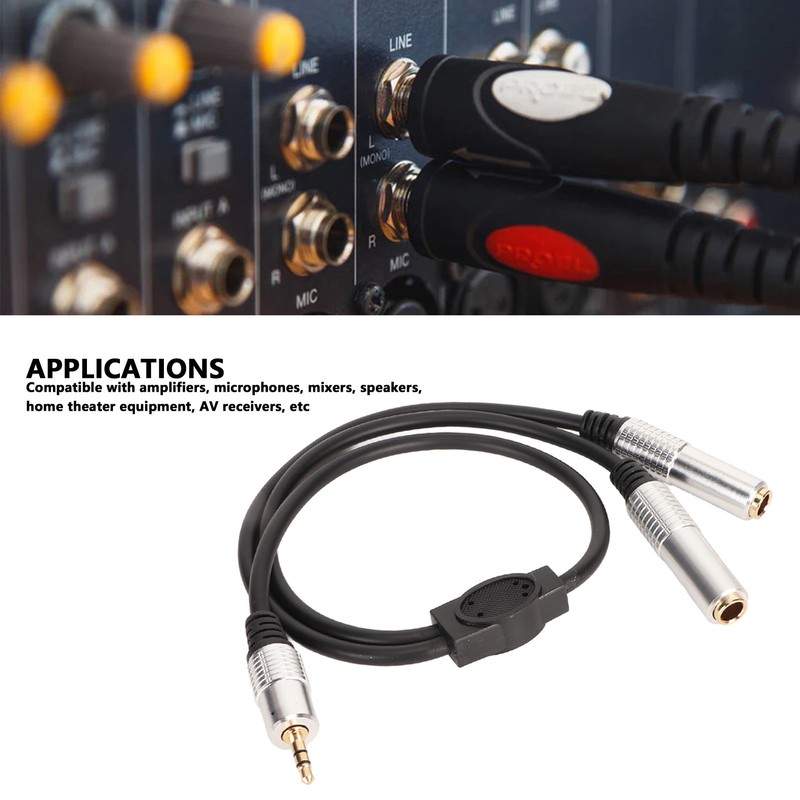 3.5mm to Dual 6.35mm Cable Male to Dual Female Plug