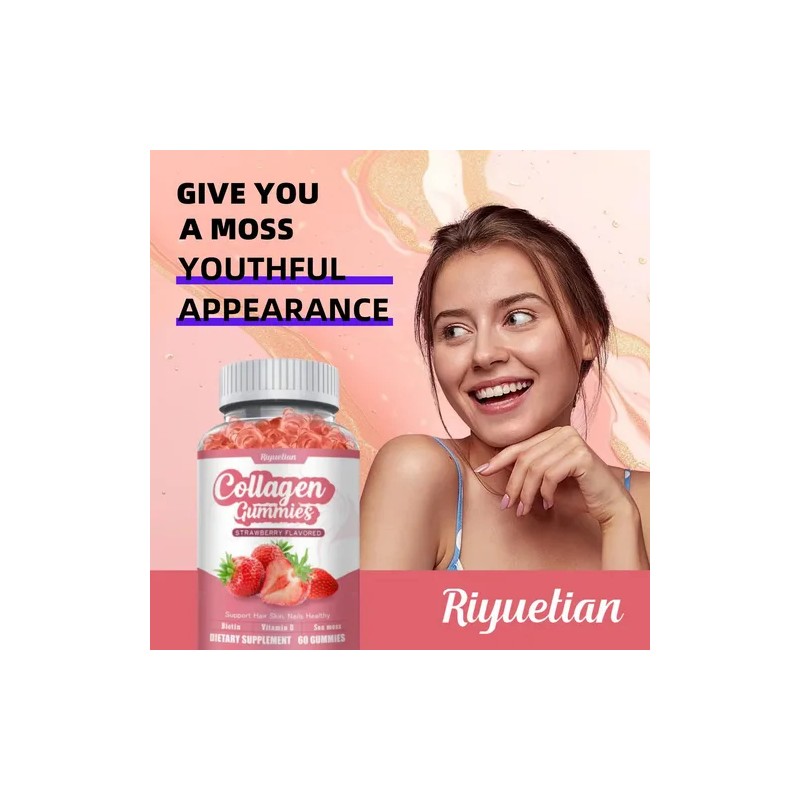 Riyuetian Gomitas Colágeno Vitamina-c Biotina Fresa 60