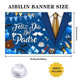 AIBIIN Feliz Día Del Padre Backdrop Spanish El Mejor Papá Del Mundo Party Decorations Happy Father's Day Party Banner I Love Dad Tie Gifts Tools Photo Booth Props 6x3.6ft