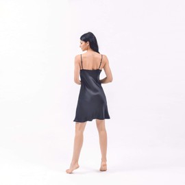 THXSILK Silk Night Dress for Women, black