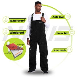 NAVIS MARINE Men’s 3L-Gore Pro-Tex Waterproof Fishing Waders Bib Pants – Breathable, Heavy-Duty Overalls for Foul Weather - (Carbon, S)