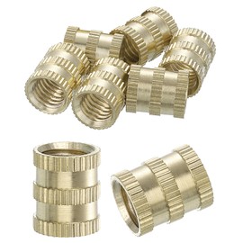 sourcing map Knurled Insert Nuts, 8Pcs M8 x 12mm(L) x 10mm(OD) Thread Printing Brass Nuts Female Threaded Inserts Brass Heat Set Insert Embedment Nuts