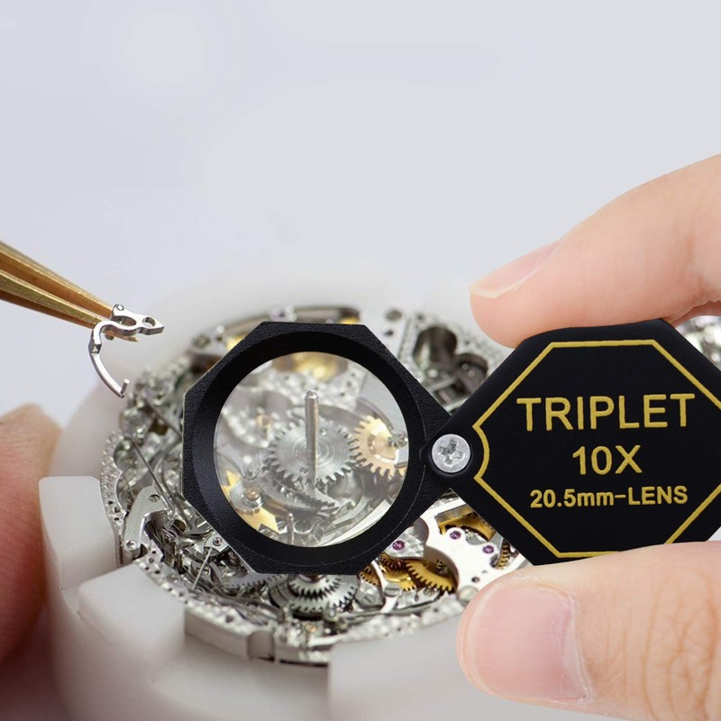 10x Magnifier Jewelry Loupe 20.5mm Triplet Lens Optical Glass Pocket