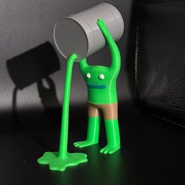 Mr. Frog Pouring toxic waste - Smiling Friends Inspired Decoration Gift Accessory Ornaments - Color: Grey barrel