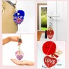 JK Home Bling Rhinestone Heart Keychains Soft Pompom Fluffy Ball
