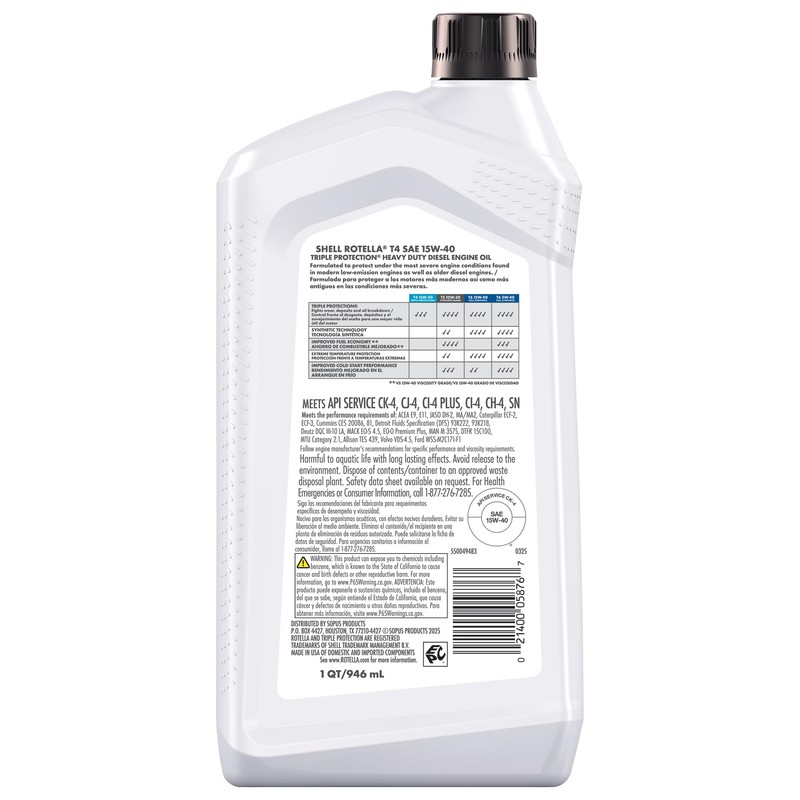 Shell Rotella T4 Triple Protection 15W-40 Diesel Engine Oil, 1
