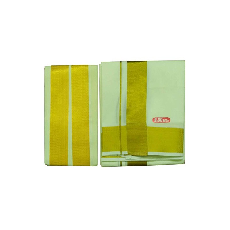 Stylesindia Men's Cotton 2.0 Meter Single Layer Colored Resham/Zari Bordered