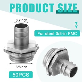 Relaxweex 50 Pack 3/8" Flex Screw-in Connector Metal-clad Cable Connectors Zinc Electrical Conduit Connector for Steel and Aluminum Cable
