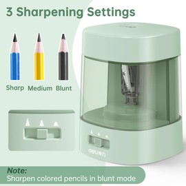 Deli Electric Pencil Sharpener, Automatic Pencil Sharpeners for No.2 Pencils Colored Pencils, USB & Battery Operated Pencil Sharpener for Kids, School, Home, Office, Classroom, Green