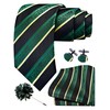 GUSLESON Dark Green Tie for Wedding Mens Silk Black Yellow