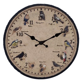 Taodyans Outdoor Wall Clock 30cm Outside Waterproof Garden Clock,Decorative Bird Wall Clock for Pool Home Kitchen Living Room Decor -Not Silent (12 Birds)