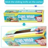 ECOOPTS Cling Wrap Plastic Food Wrap with Slide Cutter and