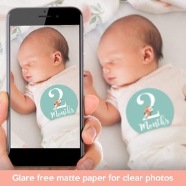 Baby Monthly Milestone Stickers – Set of 24 Floral Baby Girl Month Stickers (Pink & Teal)