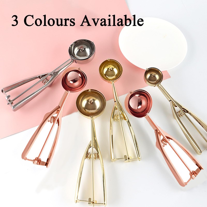 ZYHUI Gold Ice Cream Scoop Stainless Steel Cookie Scoops for