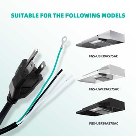 FIREGAS FGS-TF39-DYX Power Cord Kit and Range Hood Power Cable for FGS-UBF39A575AC, FGS-UWF39A575AC, FGS-USF39A575AC Range Hood Power Wire