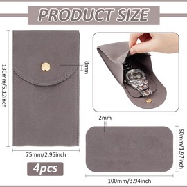 BENECREAT 4 Pcs Portable Velvet Watch Pouch, Grey Watch Travel Bag, 13x7.5cm Watch Storage Bag for Men and Women Watch Protection
