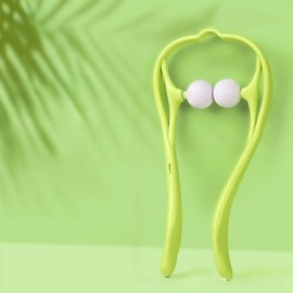Portable Cervical Roller Massager for Stiff Neck & Shoulders with Golf Ball Acupressure Green 2ea
