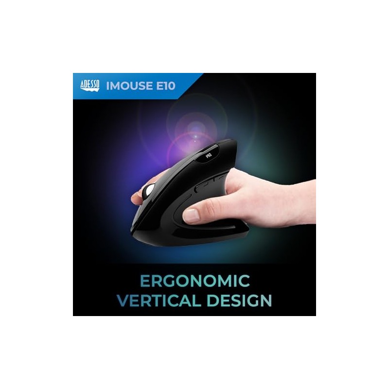 Adesso iMouse E10 - Vertical Ergonomic Optical 6-Button 2.4 GHz