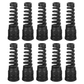QUARKZMAN Pack of 10 Waterproof Cable Glands, PG11 Nylon Cable Grommet, Coil Spring, Cable Joint with Seal for 5-10 mm Wire Thread, Cable Attachment and Devices, Black