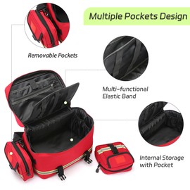 Be-Better Medical Bag Empty First Aid Bag Home Health Empty First Aid Storage with Two Detachable Side Bags Emergency Responder Trauma Bag for Nursing Student,Therapist,Doctors