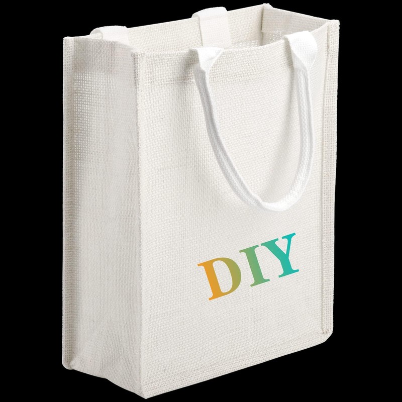 DEAYOU 6 Pack Jute Tote Bag with Handle, Jute Beach