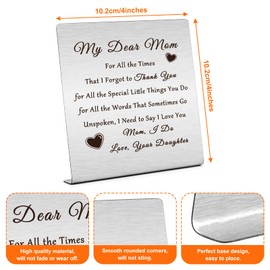 Home Office Desk Decor for Mom To My Mom Gift from Daughter Mum Thank You Gifts Appreciation Desk Decor Sign Plaque Best Mom Ever Gifts Mom Birthday Gift Ideas Thanksgiving Mothers Day Gifts for Mom