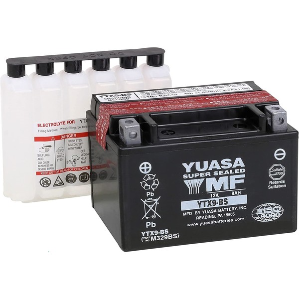 Yuasa YUAM329BS YTX9-BS Maintenance Free AGM Battery with Acid pack