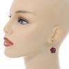 Ruby Red Crystal Ball Drop Earrings In Silver Tone -