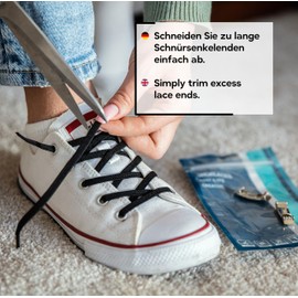 Kaps 1 pair of elastic amusing laces, high-quality flat shoelaces for cutting, with magnetic closure, durable shoelaces made of polyester/latex, White