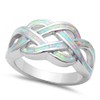 CloseoutWarehouse Simulated White Opal Celtic Knot Design Ring Sterling Silver