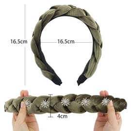 Oktoberfest Women's Headband Dirndl Olive Green Headband Braided Headband Oktoberfest Women's Dirndl Headband Braided Hair Band Costume Headband Women's Hair Accessories Non-Slip (Olive Green)