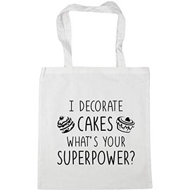 Hippowarehouse I decorate cakes what's your superpower? Tote Shopping Gym Beach Bag 42cm x38cm, 10 litres