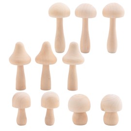Yocdunm 10 Pieces Big Sizes Unfinished Wooden Mushroom Unpainted Wooden Mushroom for Arts and Crafts Projects Decoration