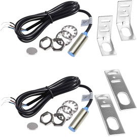 Youmile 2pcs DC5-30V NJK-5002C Hall Sensor Hall Effect Switch Proximity Sensor NPN 3 Wires with Magnet Proximity Switch Bracket M12 Open Normal