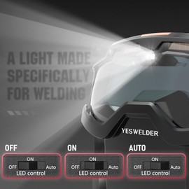 YESWELDER Auto Darkening Welding Goggles with Mask, LED Lighting & TYPE-C Charging, True Color 4 Arc Sensor Welding Glasses Welder Mask Welding Helmet for TIG MIG ARC Plasma Cut
